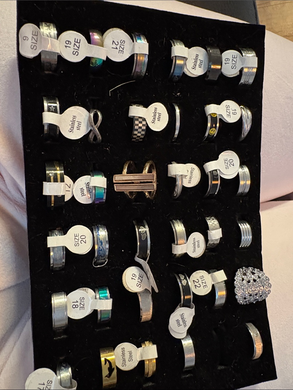 Mixed Stainless Steel Fashion Ring Set with Accent Designs